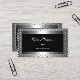 Metall Silber Nieten Schwarz Elegant Klassisch Visitenkarte