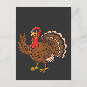 Metall Thanksgiving Truthahn Metalhead Teufelshörn Feiertagspostkarte