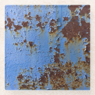 Metall- und Blaulacktextur. Glasuntersetzer