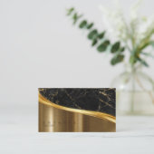 Metall- und Glitzer-Marble Wave Black Gold ID808 Visitenkarte (Stehend Vorderseite)