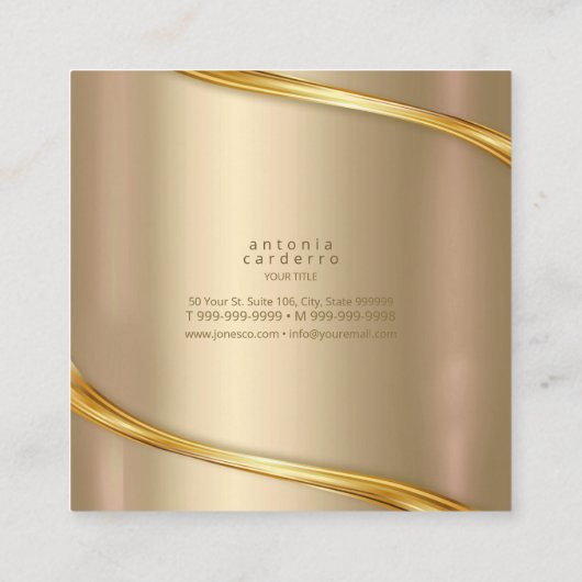 Metall und Glitzer Wave Gold Sq ID807 Quadratische Visitenkarte (Rückseite)