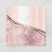 Metall und Glitzer Wave Rose Gold Sq ID807 Quadratische Visitenkarte (Vorderseite)