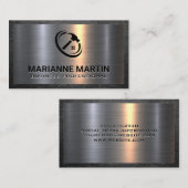 Metall und Leder | Zuhause-Hammer-Logo Visitenkarte (Vorne/Hinten)