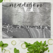 Metall- und Silbermarmor Geschirrtuch (Gefaltet)