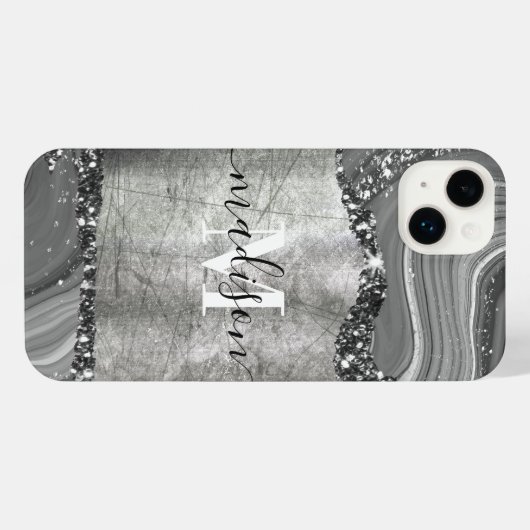 Metall- und Silbermarmor iPhone Hülle (Rückseite (Horizontal))