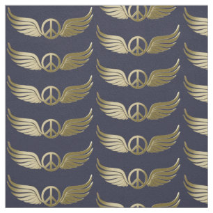 Metallaussehen Friedenszeichen mit Flügeln Stoff