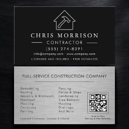 Metallbau-Konstruktion Schwarz Silber QR-Code Visitenkarte