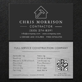 Metallbau-Konstruktion Schwarz Silber QR-Code Visitenkarte