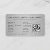Metallbau QR Code Silber Visitenkarte (Rückseite)