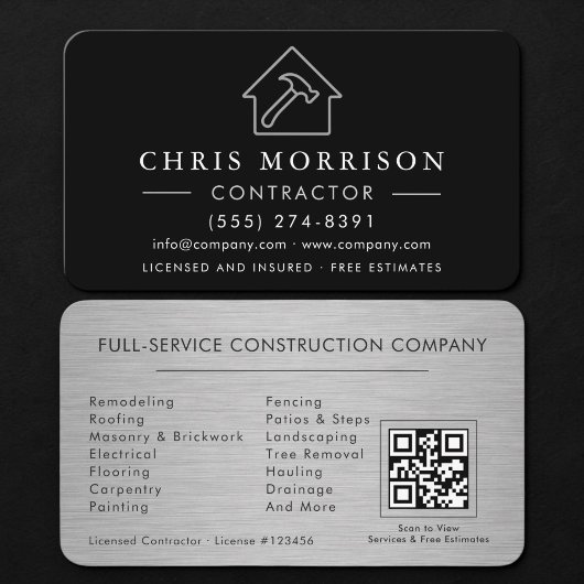 Metallbau QR Code Silber Visitenkarte