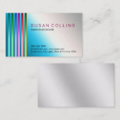 Metallblaues berufliches gestreiftes visitenkarte (Vorne/Hinten)