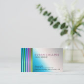 Metallblaues berufliches gestreiftes visitenkarte (Stehend Vorderseite)