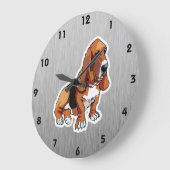 Metallblick; Basset Hound Große Wanduhr (Winkel)