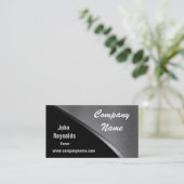 Metallblick-cooles Silber und schwarze Visitenkarte (Stehend Vorderseite)