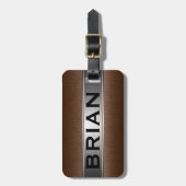 Metallbraun und silber gebürstetes Aluminium-Look Gepäckanhänger (Vorderseite vertikal)