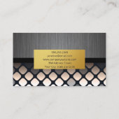 Metallbürste | Goldgrenze | Geometrisches Muster Visitenkarte (Rückseite)