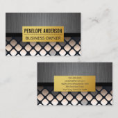 Metallbürste | Goldgrenze | Geometrisches Muster Visitenkarte (Vorne/Hinten)