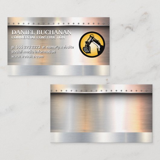 Metallbürste mit Rivets | Bull Dozer Visitenkarte (Vorne/Hinten)