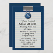 Metallclip-Briefpapier-blaues Klassen-Wiedersehen Einladung (Vorne/Hinten)