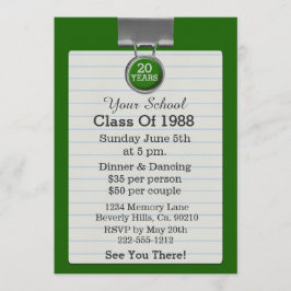 Metallclip-Briefpapier-Grün-Klassen-Wiedersehen Einladung