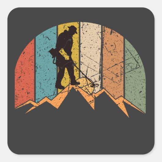 Metalldetektion Vintag Quadratischer Aufkleber (Vorderseite)