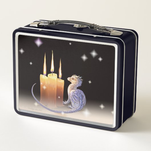 Metalldose mit Drachen und Kerzen Metall Brotdose (Rückseite)