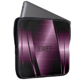 Metalldunkel Lila gebürstetes Aluminium-Look Laptopschutzhülle (Vorne Rechts)