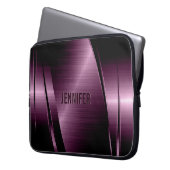 Metalldunkel Lila gebürstetes Aluminium-Look Laptopschutzhülle (Vorderseite Links)