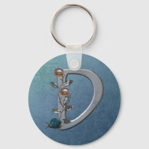 Metalle Blume Monogramm D Schlüsselanhänger