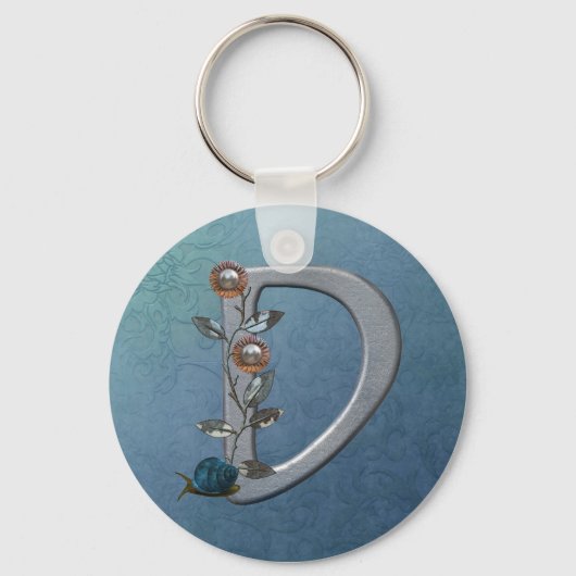 Metalle Blume Monogramm D Schlüsselanhänger (Vorderseite)