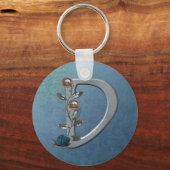 Metalle Blume Monogramm D Schlüsselanhänger (Vorderseite)