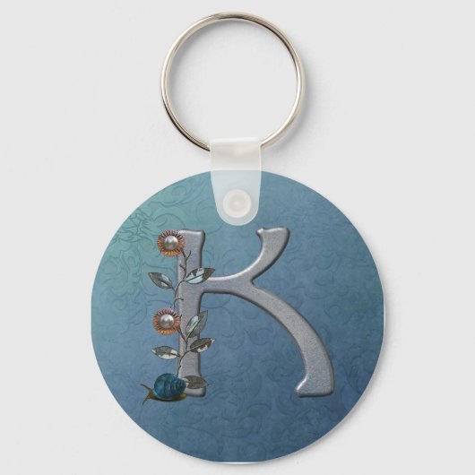 Metalle Blume Monogramm K Schlüsselanhänger (Vorderseite)