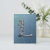 Metalle Blume Monogramm L Postkarte (Stehend Vorderseite)