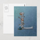 Metalle Blume Monogramm L Postkarte (Vorne/Hinten)