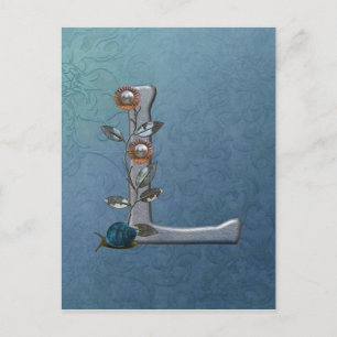 Metalle Blume Monogramm L Postkarte