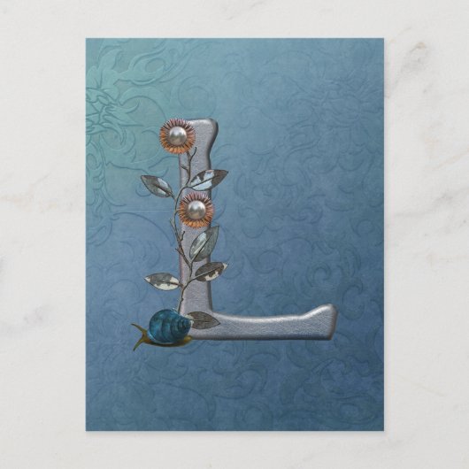 Metalle Blume Monogramm L Postkarte (Vorderseite)
