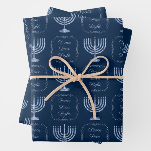 Metallfiligree Hanukah Menorah Geschenkpapier Set (Beispiel)