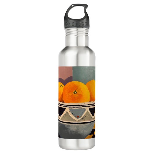 Metallflasche mit Orangen Edelstahlflasche (Vorderseite)