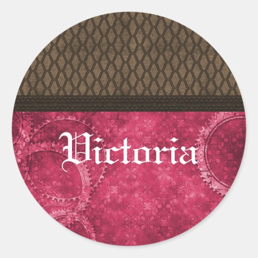 Metallgehäuse, rosa runder aufkleber (Vorderseite)