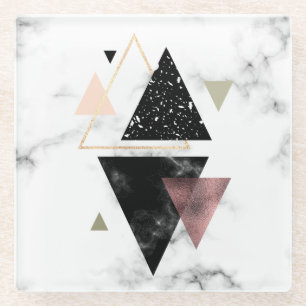 Metallgeometrischer Marmorierungentwurf Glasuntersetzer