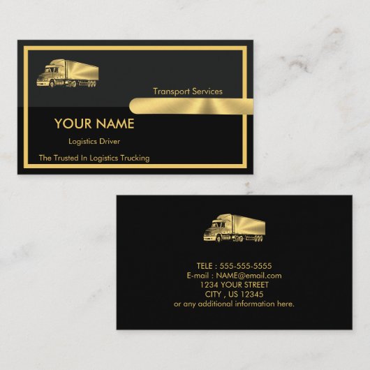 Metallgepanzerte Säulen Logistik Trucking Company Visitenkarte (Vorne/Hinten)