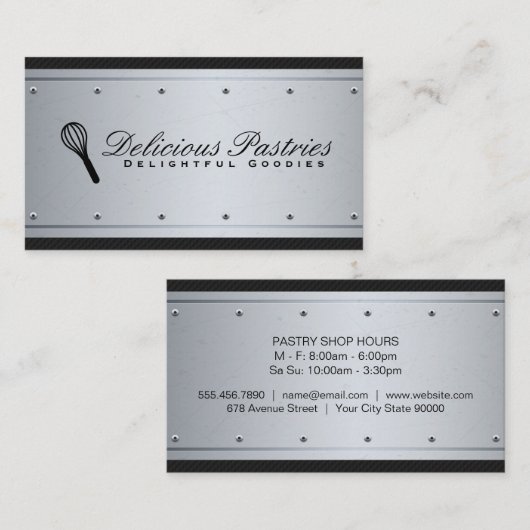 Metallgestänge | Schwarzer Mesh-Koch Visitenkarte (Vorne/Hinten)