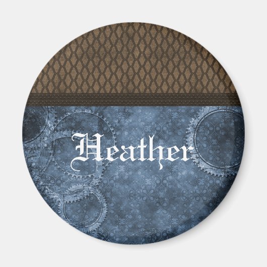 Metallgestänge Steampunk Magnet, blau Magnet (Vorne)