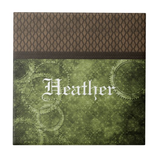 Metallgestänge Steampunktile, grün Fliese (Vorderseite)