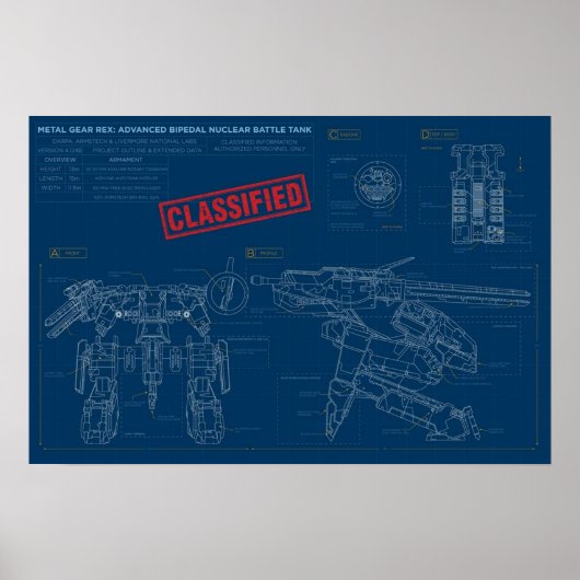 Metallgetriebe Rex Blueprints Poster (Vorne)