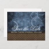 Metallgetriebe Save the Date Postkarte, blau Ankündigungspostkarte (Vorne/Hinten)