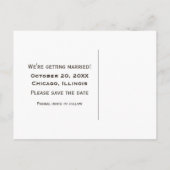 Metallgetriebe Save the Date Postkarte, blau Ankündigungspostkarte (Rückseite)