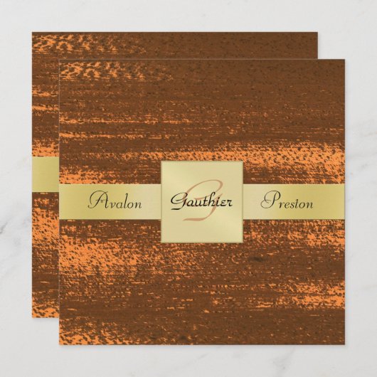 Metallgold-Monogramm-Imitat aus Kupfer Einladung (Vorne/Hinten)