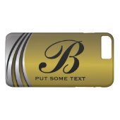Metallgrau und Goldmonogramm Case-Mate iPhone Hülle (Rückseite (Horizontal))