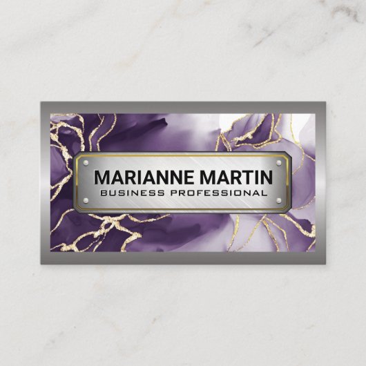 Metallgrenze | Metallisch | Marmor Visitenkarte (Vorderseite)